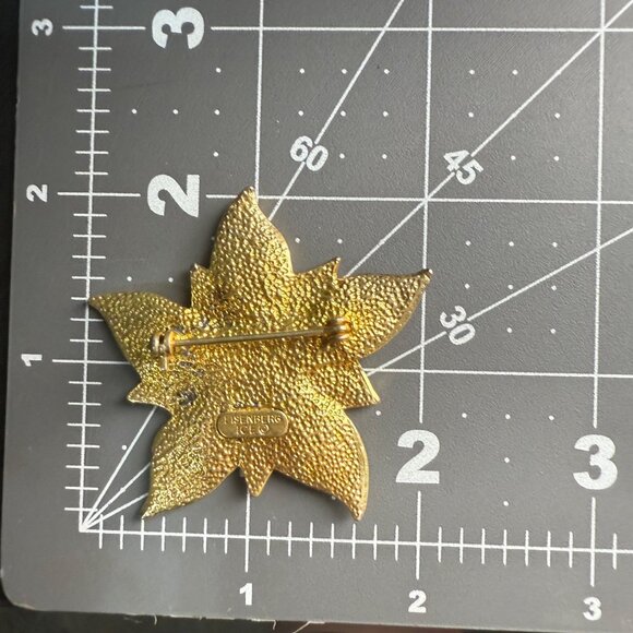 Eisenberg Ice Enamel Flower Brooch Gold Tone Cream Rhinestones Floral Pin Jewelr - Picture 5 of 5